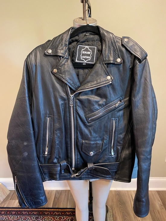Other - Black Leather Men's Jacket - Classic Biker Style